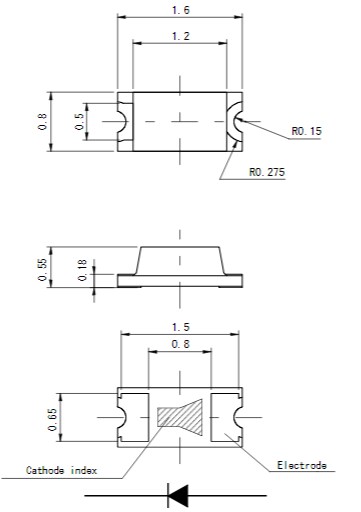Mechanical Drawing - ROHM Semiconductor SML-D14x(A) Mini-Mold Chip LEDs
